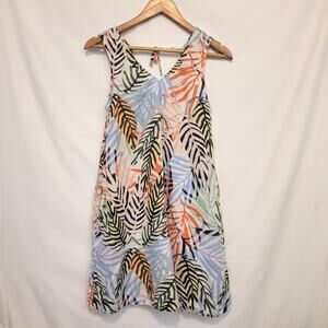 Tahari Tropical Leaf Print Linen Dress Size XS Shift Lightweight Resortwear